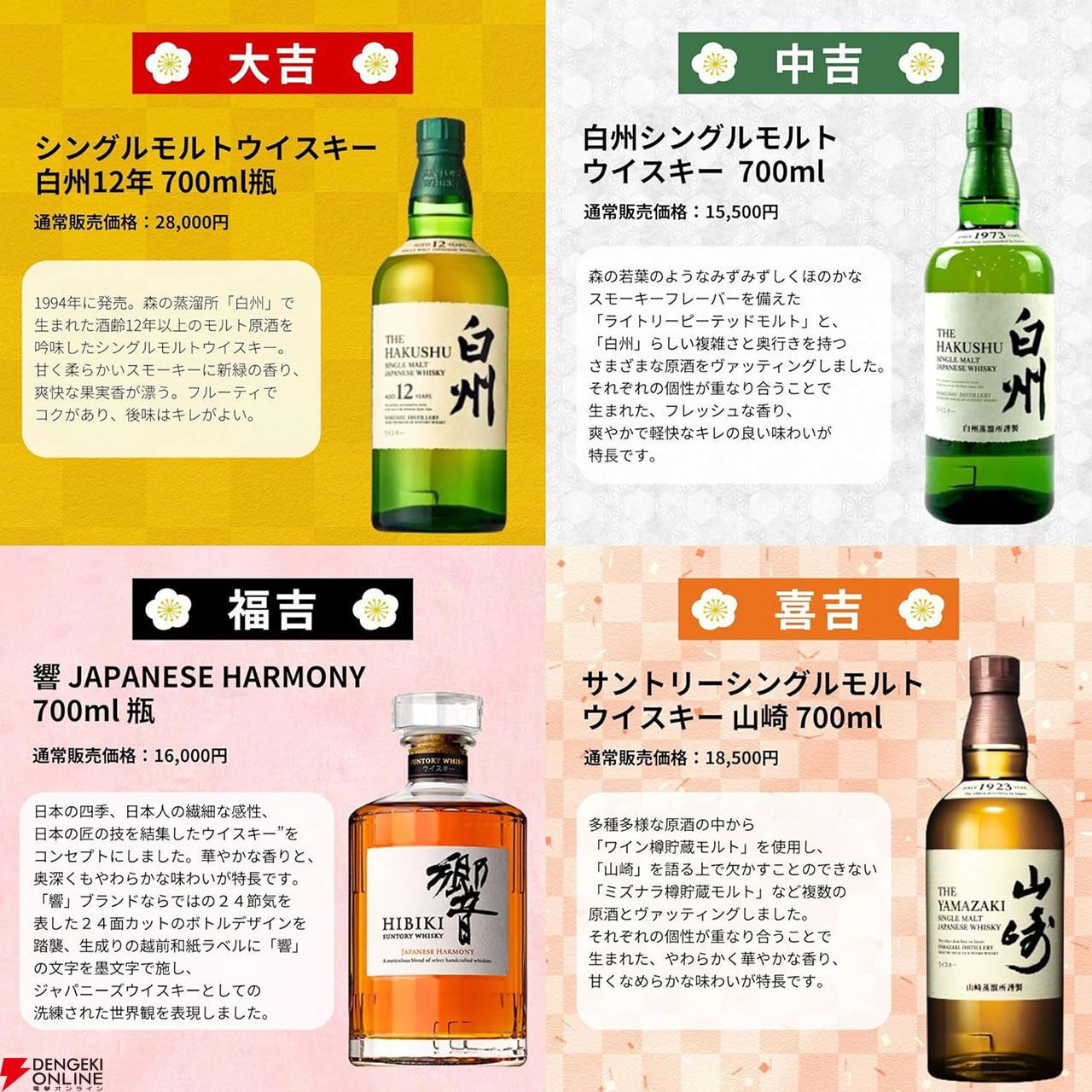 白州18年、山崎・白州12年が4,880円で狙える『ウイスキーみくじ』第8弾