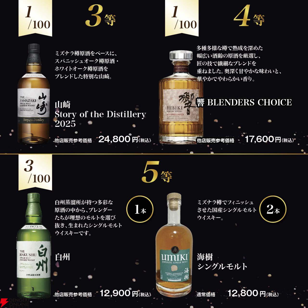 8,390円で響21年、山崎12年、山崎山崎Story of Distillery2025、響BCを