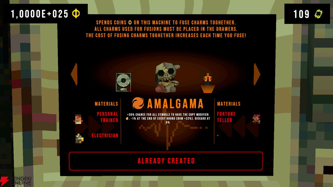 悪魔的ローグライトスロット『CloverPit』チャーム融合や新メモリーカードなどを追加したDLC“Unholy Fusion”配信