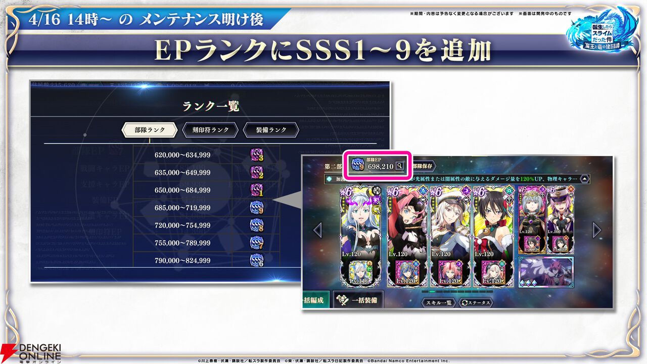 【転スラ】『まおりゅう』4.5周年情報まとめ。新レアリティ★7追加。100連分のチケットや最大で魔晶石1000個がもらえるログボ、新加護キャラの選択券付きパックも