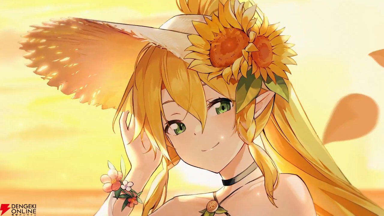 【雀魂×SAOコラボ】リーファのうごく着せ替え“紺碧の境界”公開。夕焼け空の砂浜で微笑む姿が可愛すぎる