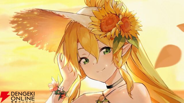 【雀魂×SAOコラボ】リーファのうごく着せ替え“紺碧の境界”公開。夕焼け空の砂浜で微笑む姿が可愛すぎる