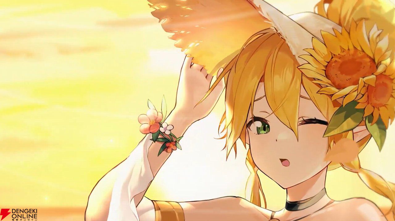 【雀魂×SAOコラボ】リーファのうごく着せ替え“紺碧の境界”公開。夕焼け空の砂浜で微笑む姿が可愛すぎる