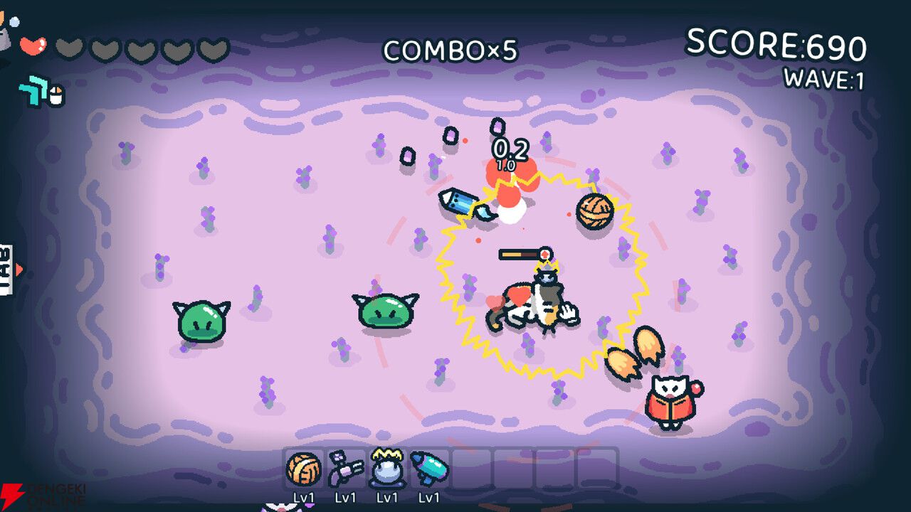 かわいいネコをなでれば敵を倒せる、弾幕シューティング『なでねこ』2026年配信