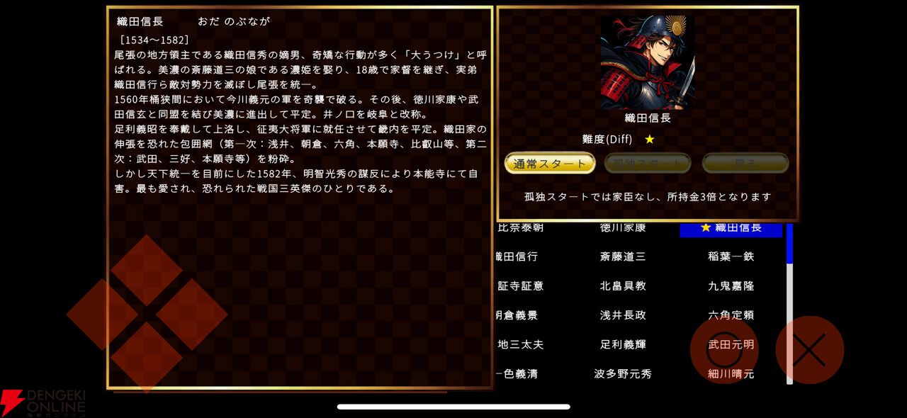 戦国超自由ハクスラRPG『戦国英雄譚』iOS版が5/12配信。300名以上の武将から主人公を選べる