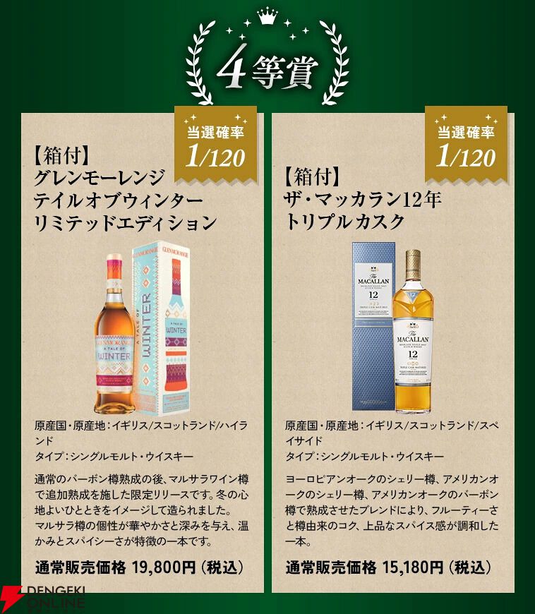 7,980円でタリスカー25年、スプリングバンク15年などを狙える『ウイスキーくじ』が販売中
