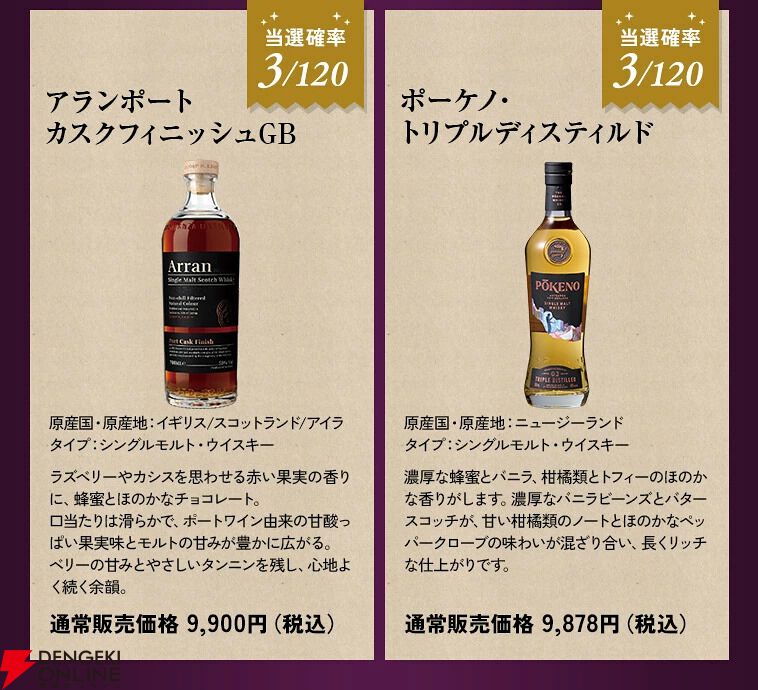 7,980円でタリスカー25年、スプリングバンク15年などを狙える『ウイスキーくじ』が販売中