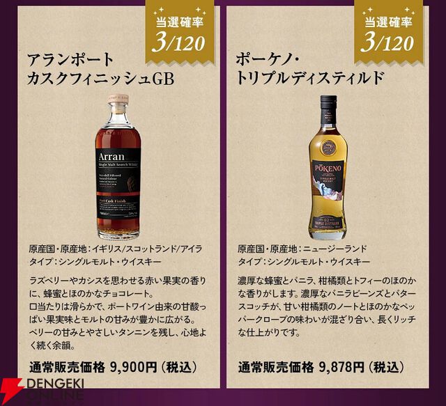 7,980円でタリスカー25年、スプリングバンク15年などを狙える『ウイスキーくじ』が販売中