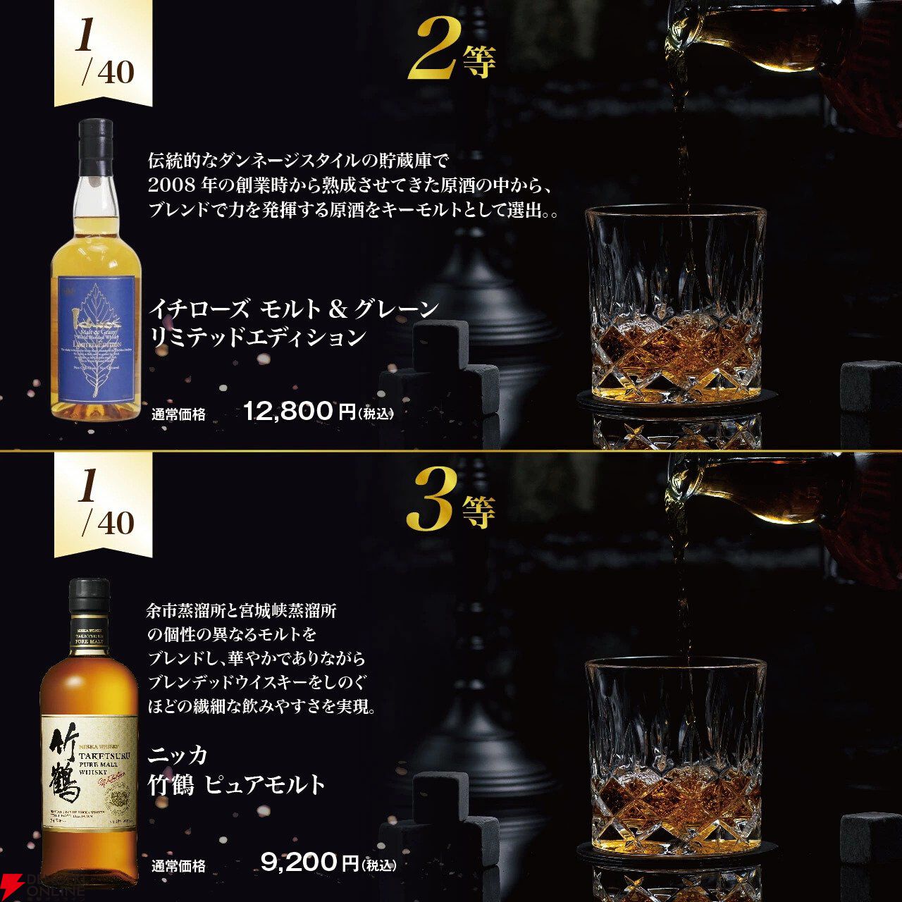 マッカラン12年、イチローズ、竹鶴などがランダムの1枠にラインナップ。16,800円の『ウイスキー5本福袋』は飲み比べにも最適