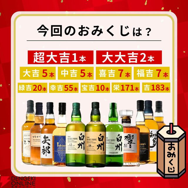 4,980円で白州18年、白州12年などを狙える『ウイスキーみくじ』が販売中