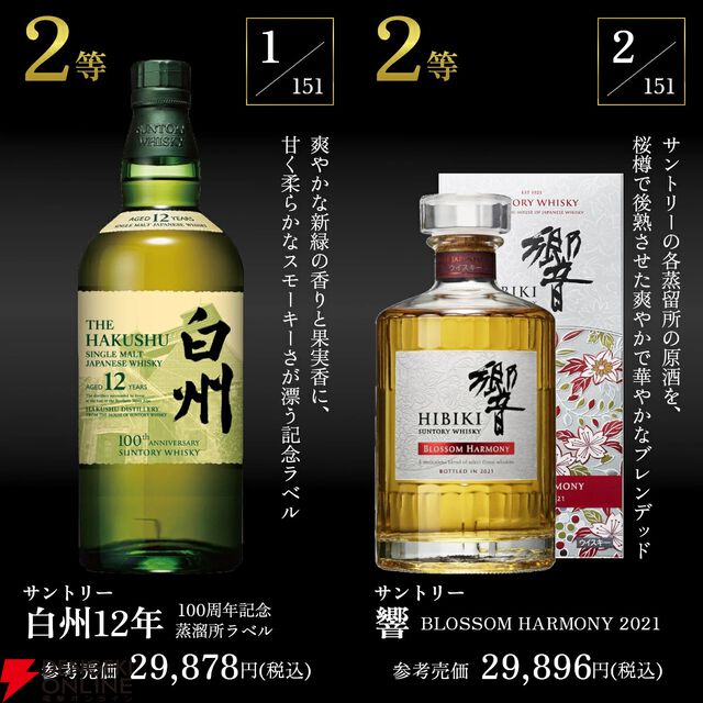 特賞はスプリングバンク21年。山崎、響、白州なども狙える『プレミアムウイスキーくじ』2弾が販売中【6/1 9:59までエントリーでポイント10倍】