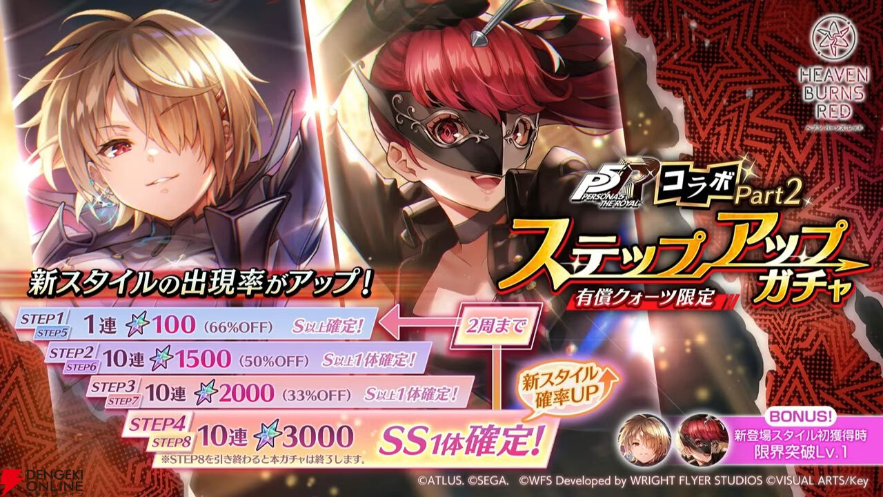 『ヘブバン』×『P5R』コラボ最後の1スタイルはジョーカー衣装の月歌。ヴァイオレットはバフ、デバフも行える対HP＋100％持ちの光アタッカー【6/4生放送まとめ】