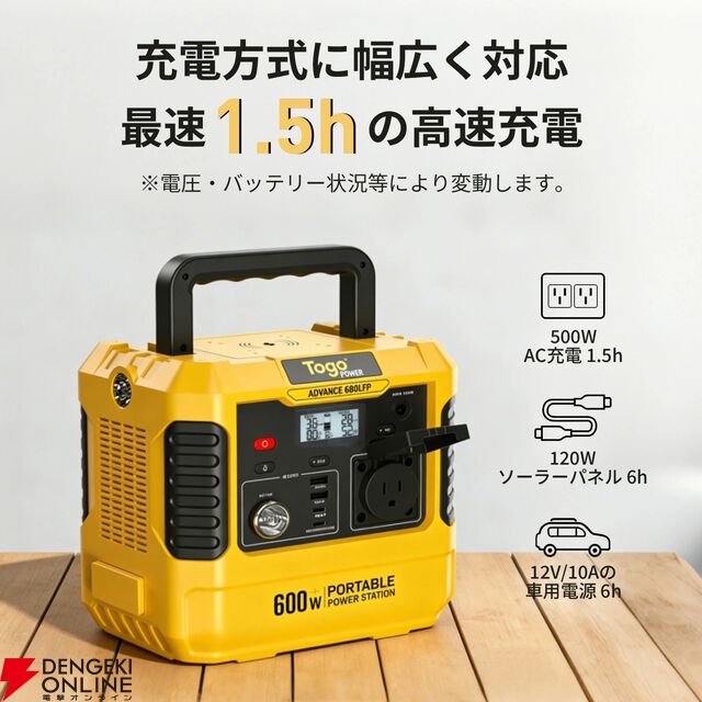 『TOGOPOWER ポータブル電源 605Wh ソーラーパネルセット』