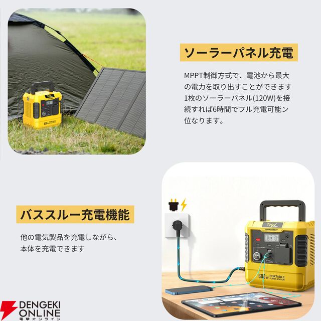 『TOGOPOWER ポータブル電源 605Wh ソーラーパネルセット』