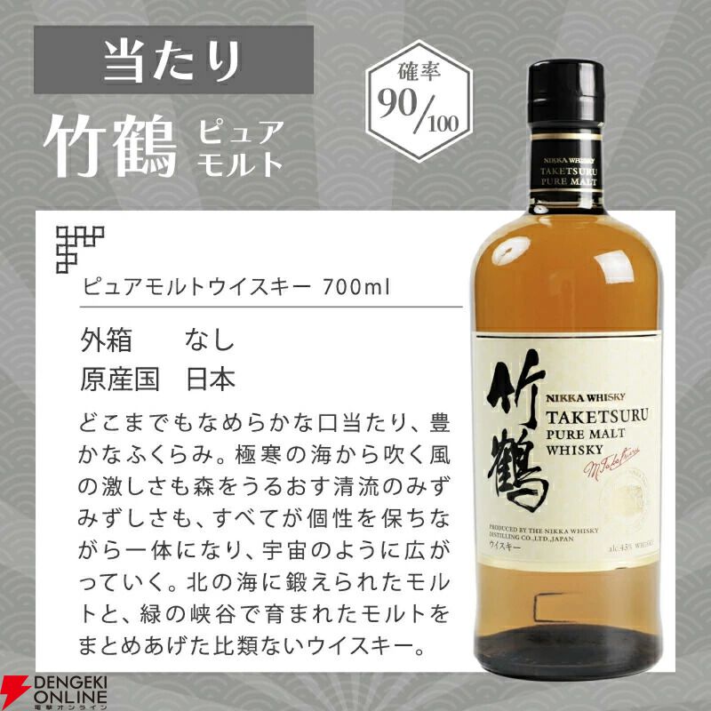 山崎12年が10％で当たる。はずれても竹鶴が手に入るウイスキーくじが