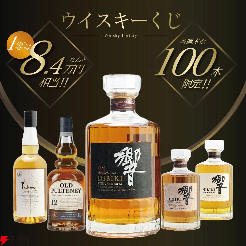 目玉の響21年が1/50で当たる。響BC、響JHも狙えるウイスキーくじが販売