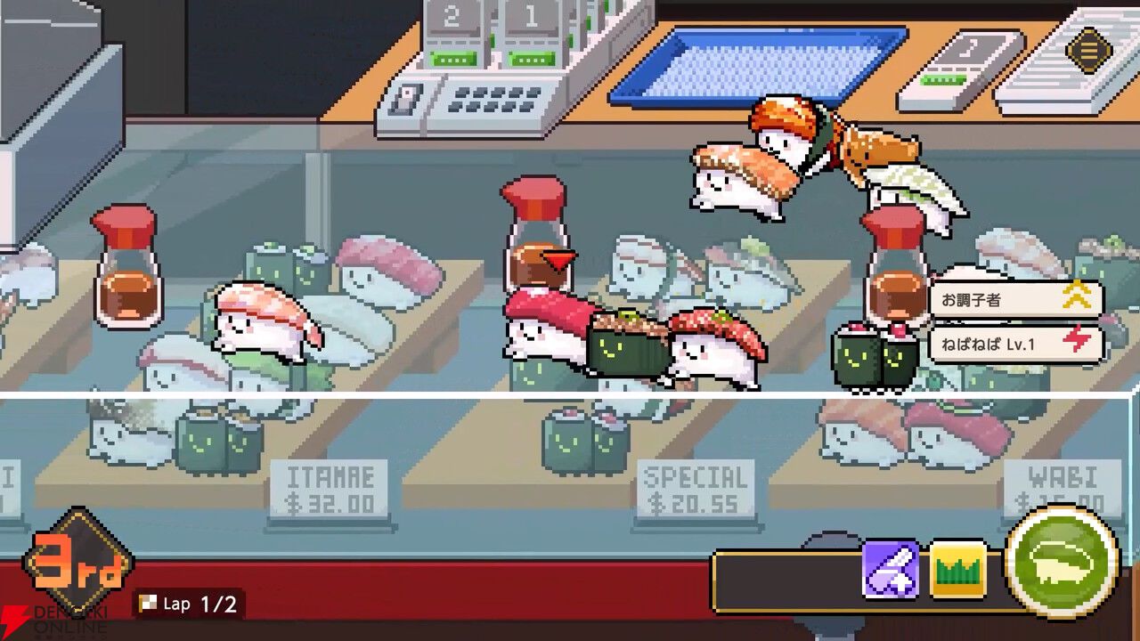お客の箸に捕まったら即ロスト（死）！ 狂気の寿司育成×レースゲーム『わびさび寿司ダービー』Switch/Steamで本日発売
