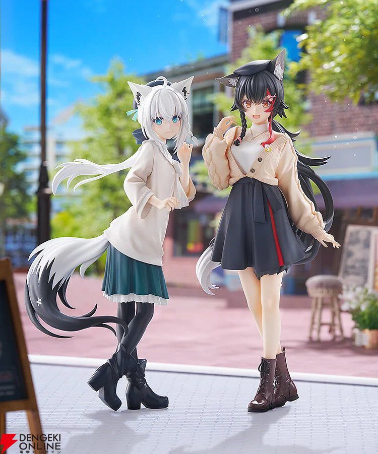 【ホロライブ】おでかけ衣装のフブミオがてぇてぇ…。白上フブキ&大神ミオのフィギュアと一緒に特別な日常を
