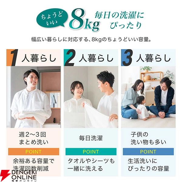 MAXZEN 8kg 全自動洗濯『MW80WP02』