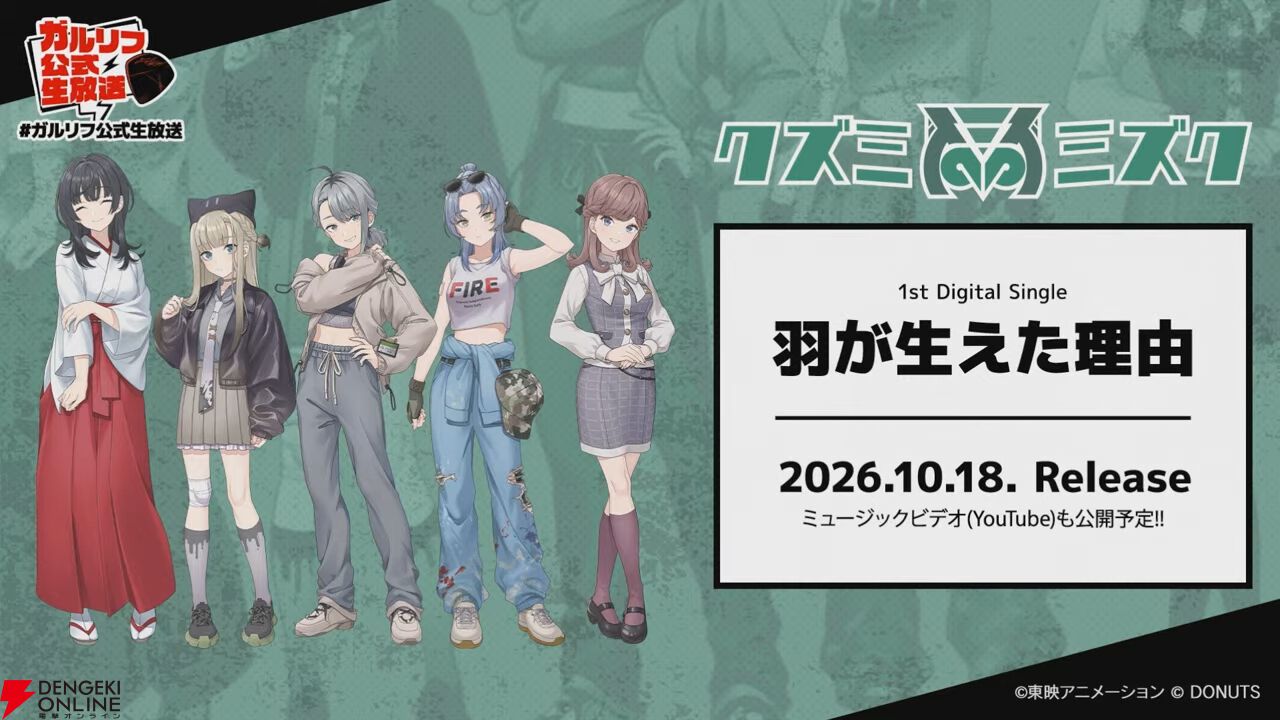 『ガルリフ』オリジナル新バンド3弾“クズミミズク”公開。イキリ総合職に逆張り引きこもり、ギャンブル巫女、バックレ専業社不、キラキラ一般職…この5人、大丈夫?