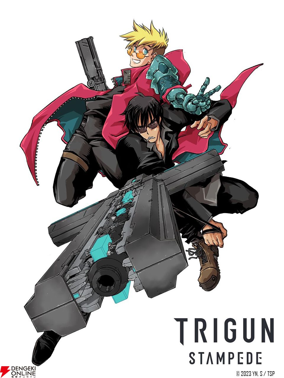 アニメ『TRIGUN STAMPEDE』シリーズ完結編タイトルが『トライガン・スターゲイズ』に決定。内藤泰弘が描くヴァッシュとニコラスがカッコよすぎた！  - 電撃オンライン