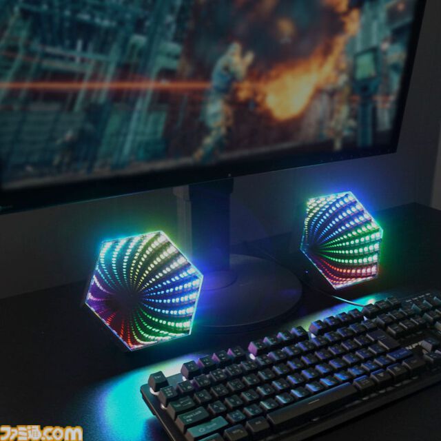部屋にゲーミング空間を生み出すLED搭載の卓上＆壁掛けミラーが発売。音を感知して点灯する6種の音楽モードも搭載