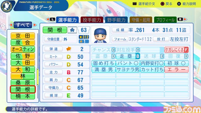『パワプロ2024』横浜DeNAベイスターズ選手能力一覧