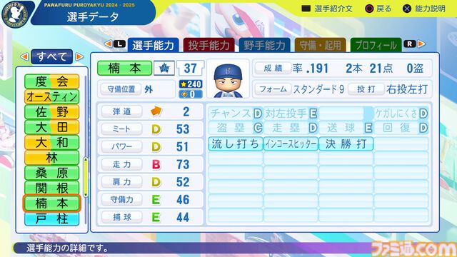 『パワプロ2024』横浜DeNAベイスターズ選手能力一覧