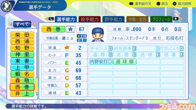 『パワプロ2024』横浜DeNAベイスターズ選手能力一覧
