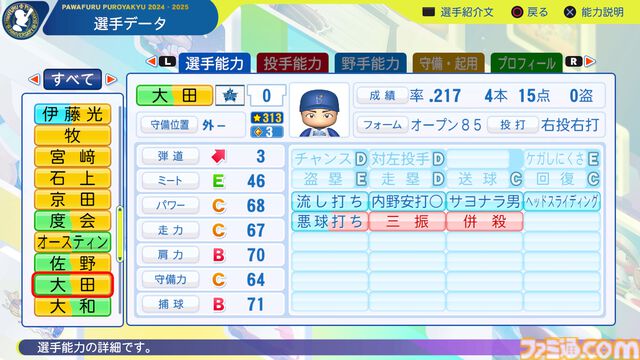 『パワプロ2024』横浜DeNAベイスターズ選手能力一覧