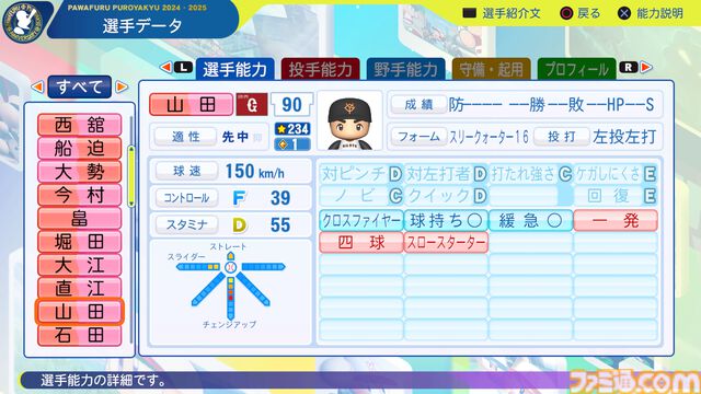 『パワプロ2024』読売ジャイアンツ（巨人）選手能力一覧