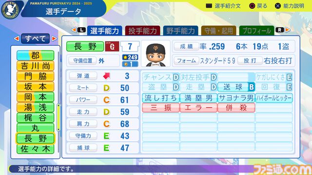 『パワプロ2024』読売ジャイアンツ（巨人）選手能力一覧