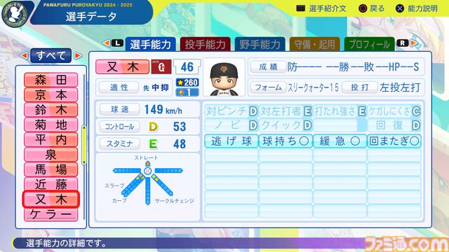 『パワプロ2024』読売ジャイアンツ（巨人）選手能力一覧
