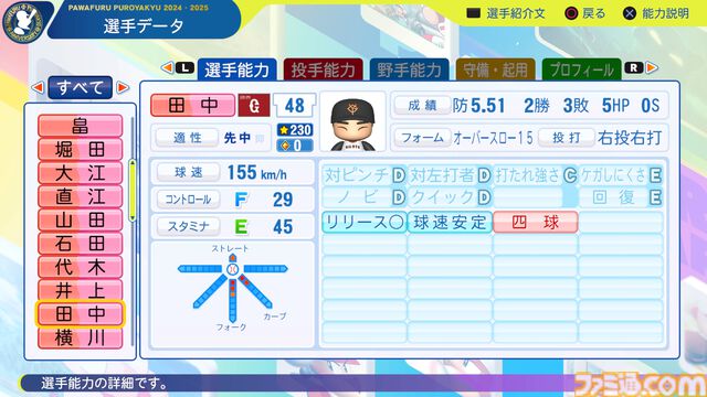 『パワプロ2024』読売ジャイアンツ（巨人）選手能力一覧