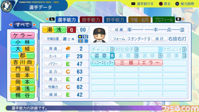 『パワプロ2024』読売ジャイアンツ（巨人）選手能力一覧