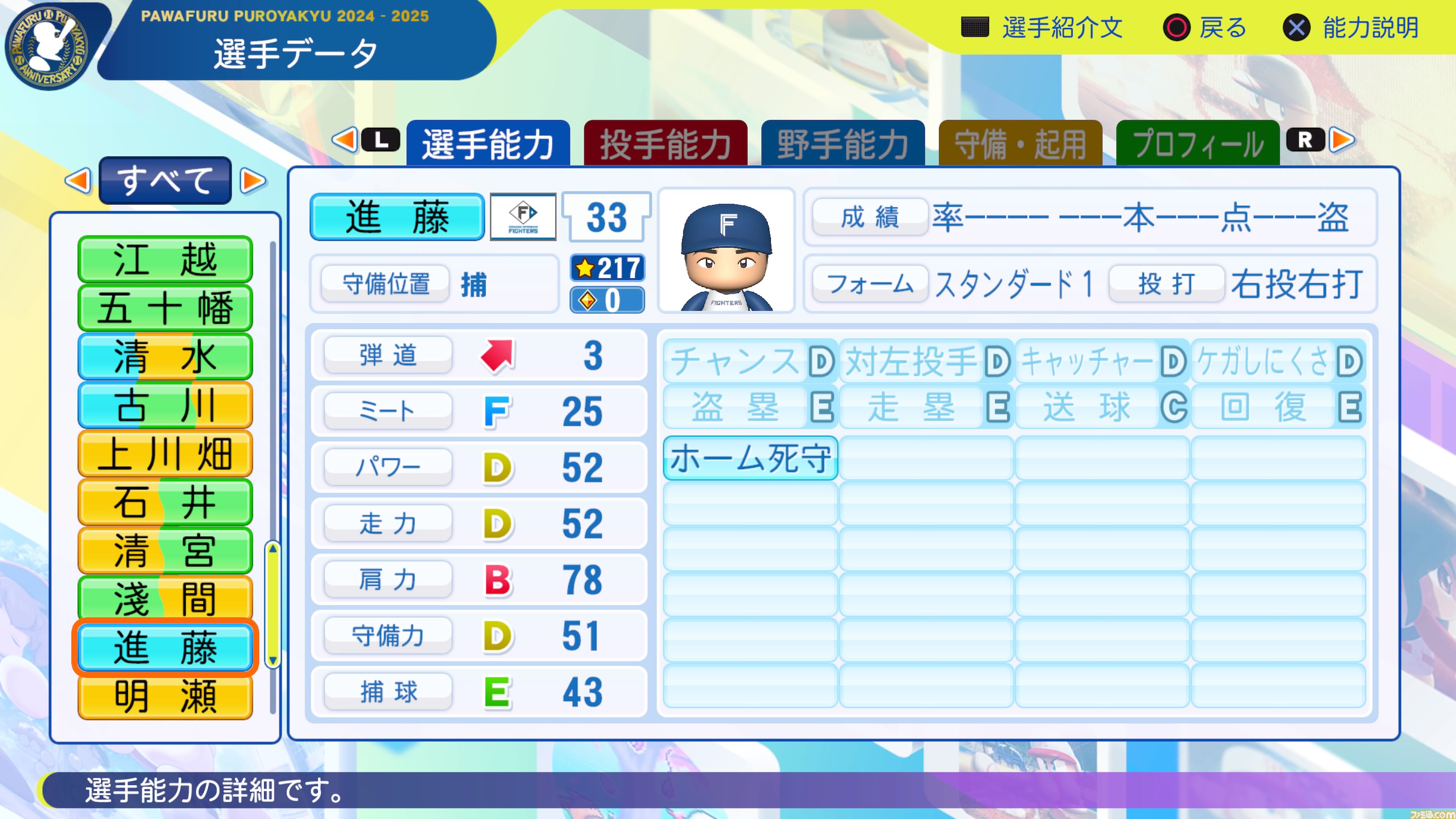 パワプロ2024』北海道日本ハムファイターズ選手能力一覧 | ゲーム