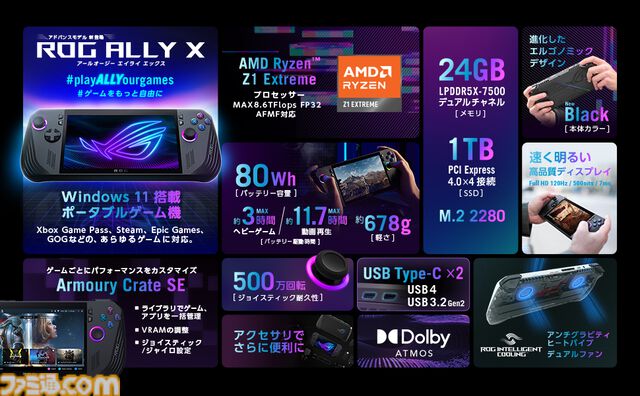 ASUS新型ポータブルPC“ROG Ally X”レビュー。バッテリーが2倍でメモリは24GB、静かで熱くないからステキ