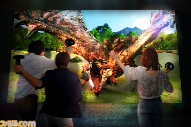 『モンハン』のコラボアトラクションが“淡路島ニジゲンノモリ”にて7月27日（土）より開催。約13万平方メートルの広大なフィールドを探索し、火竜“リオレウス”の討伐を目指す