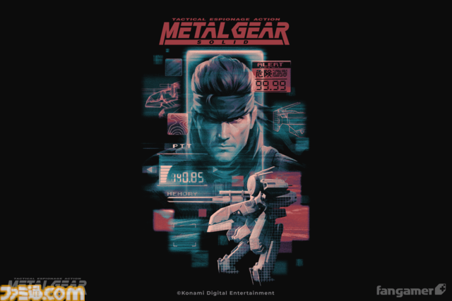 『メタルギア』公式コラボTシャツがFangamer Japanで発売。歴代主人公のソリッド・スネーク、雷電、ネイキッド・スネークが鮮やかに描かれる
