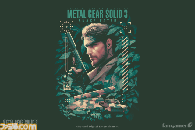 『メタルギア』公式コラボTシャツがFangamer Japanで発売。歴代主人公のソリッド・スネーク、雷電、ネイキッド・スネークが鮮やかに描かれる