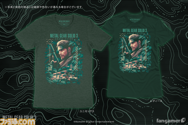 『メタルギア』公式コラボTシャツがFangamer Japanで発売。歴代主人公のソリッド・スネーク、雷電、ネイキッド・スネークが鮮やかに描かれる