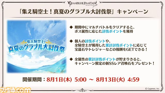 『グラブル真夏の生放送！SP』で発表された情報まとめ。『転スラ』とのコラボイベントや『GBVSR』のベリアルの際どいコスチュームなど新情報満載