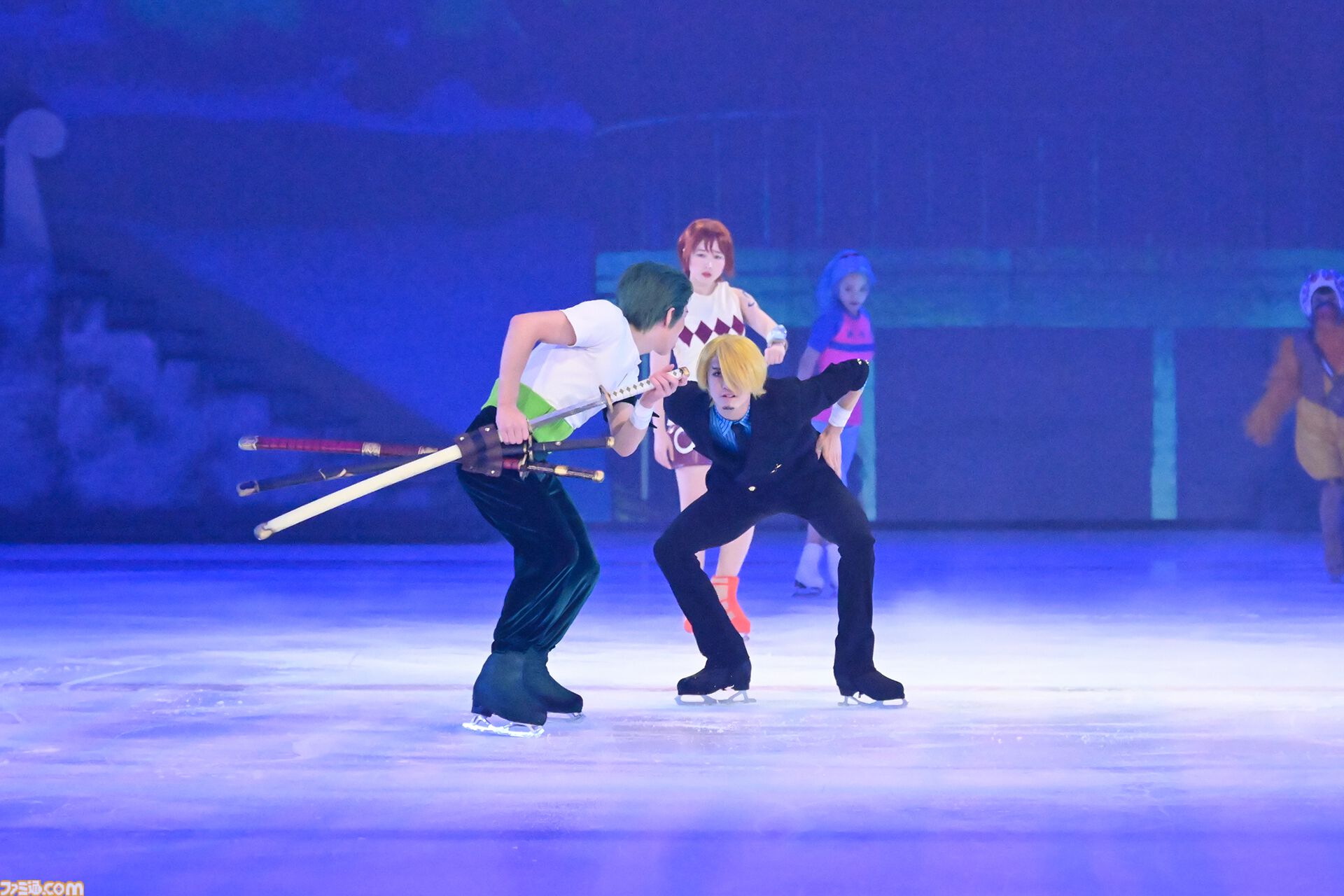 『ワンピース・オン・アイス』宇野昌磨さんとゲーマー4人がきゃっきゃする記事。殴る蹴るには物理法則が邪魔