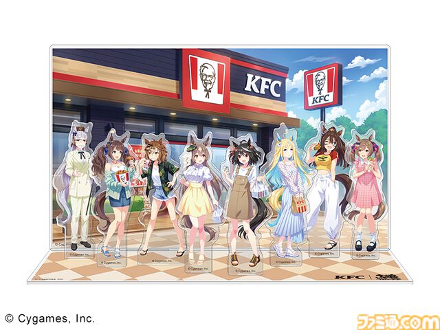 『ウマ娘』ケンタッキーコラボセットが8月24日に発売。パッケージにはカーネル風に描かれたゴルシ、キタちゃんたちが並ぶ。描き下ろしトレカも付属