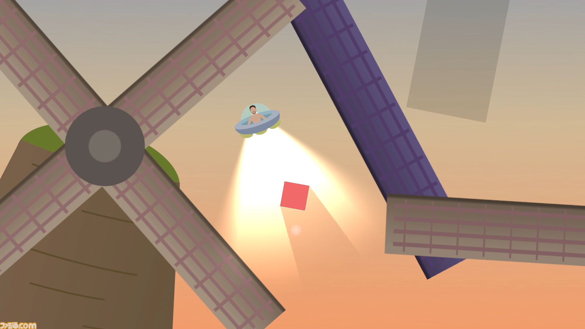 壺おじライクのイライラ棒的鬼畜ゲーム『UFO-Man』体験版がSteamにて配信。UFOで四角い荷物をアブダクションしながら頂上へ。接触しただけで簡単に落とす