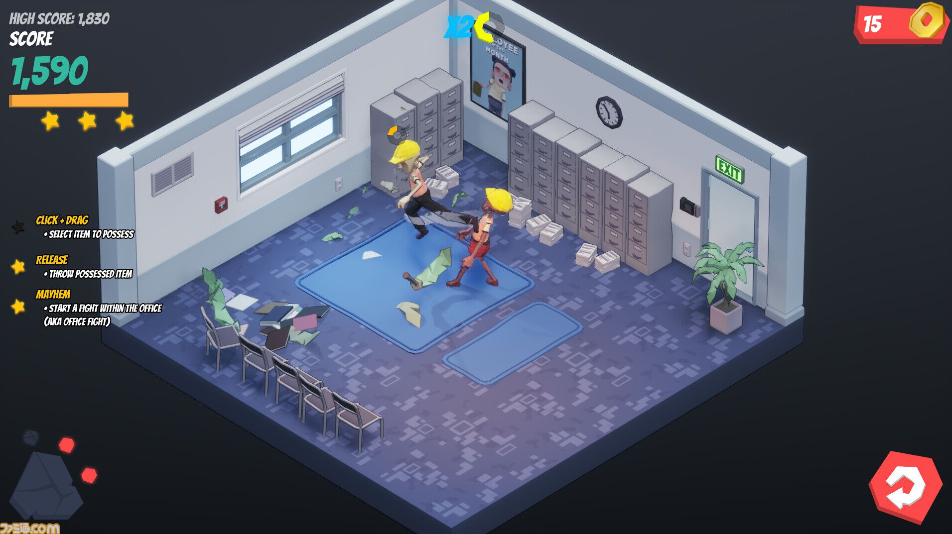 不当解雇の復讐で会社の備品を壊しまくれ！ オフィス破壊ゲーム『Office Fight』がSteamで配信開始