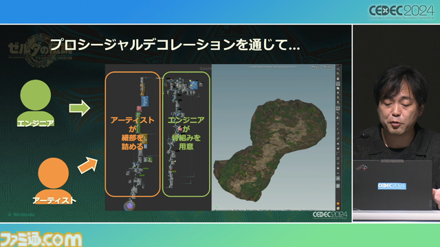 『ゼルダの伝説 ティアキン』の空島は“積極的に放置”されていた。空、地上、地底の3つの世界と制作環境のすべてをシームレスにつないだ技術【CEDEC2024】