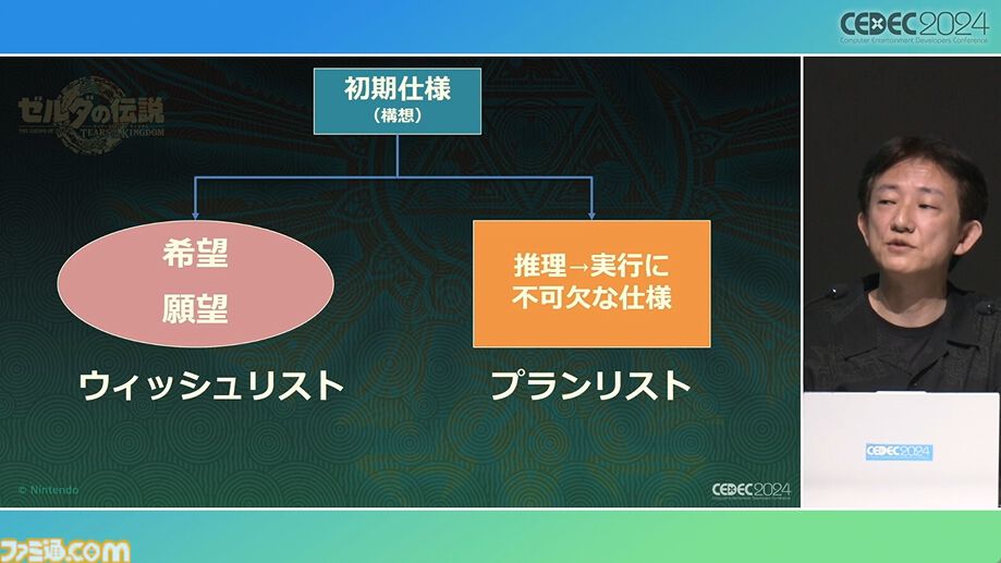 『ゼルダの伝説 ティアキン』スクラビルドは組み合わせが膨大すぎて開発チームもお手上げ？ やらないものを決定しても12万通りの組み合わせが存在【CEDEC2024】
