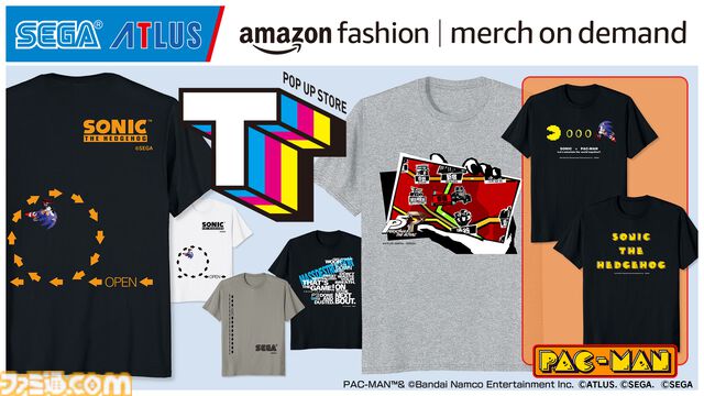ソニック＆パックマン、ペルソナ、スーパーモンキーボールなどのTシャツが発売。セガ／アトラスのAmazon Merch on Demandストアがオープン