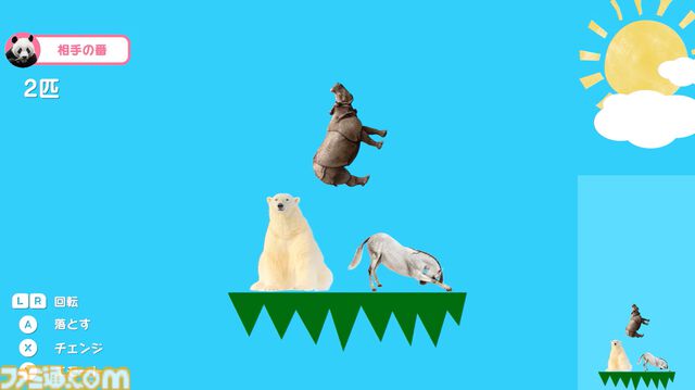 『どうぶつタワーバトル』Switchで配信開始！ とにかく動物を積み上げていくシンプルな垂直落下式パズルゲーム。オフ4人対戦＆ネット2人対戦も完備！【Nintendo Direct+Indie World】